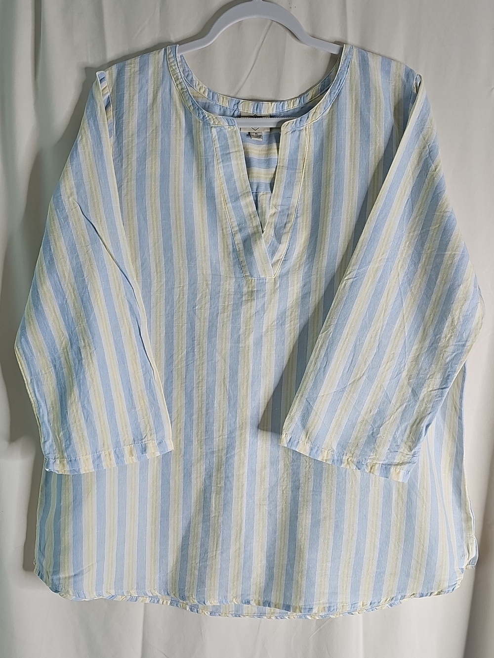 St. John's Bay Light Blue and Yellow Striped Casual Button-Down Shirt